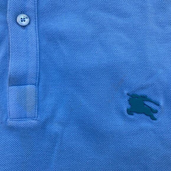 Burberry Brit Men’s Sky Blue Short Sleeve Polo 100% Cotton Embroidered Logo XXL - Picture 10 of 17